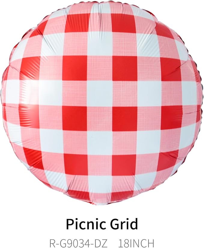 8pcs Picnic Balloons Gingham Balloons Picnic Party Decoration BBQ Themed Party Decorations Gingham Party Birthday Summer Picnic BBQ Party Decor Ladybug Balloon Strawberry Decor