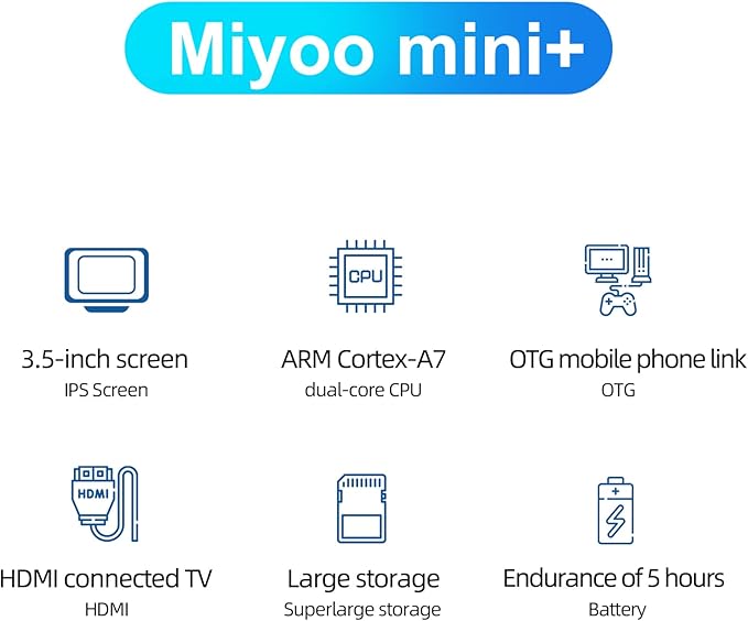 Miyoo Mini Plus Handheld Game Console 3.5 inch Classic System Retro Video Games Consoles Portable Rechargeable Hand Held 64G with Case White