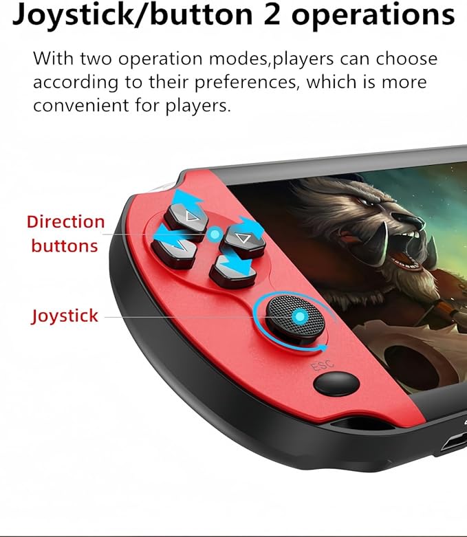 MP4 Video Game Console 4.3 inch Dual Joystick Built-in 3000 Retro Games Support Arcade CPS/gba/gbc/gb/SFC/fc Video/Music/E-Book AV Out Rechargeable Lithium Battery Children's Gift(Blue)