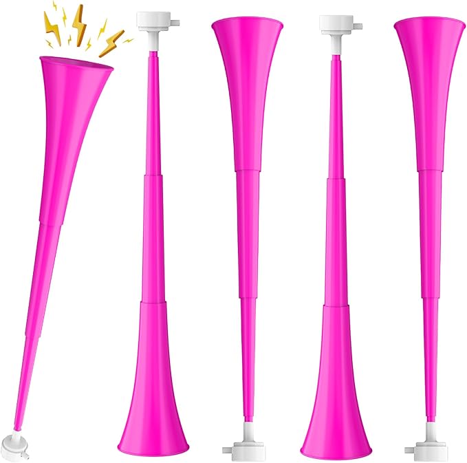 Collapsible Stadium Horn 24 Inch Vuvuzela Plastic Trumpet Blow Horns Noisemakers Loud Sound Soccer Cheer Horn for Sporting Events Graduation Games School Party Supplies Favors Accessories