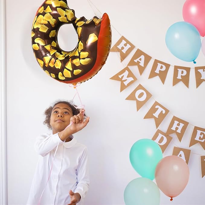 Big Chocolate Donut Balloon Donut Time Decoration For Birthday Baby Shower Wedding Holiday Hawaiian Tropical Grow Up, 6 Pack Sweet Candy Nut Doughnut Balloons Sweet Cake Sweetmeat Candy Party Supplies