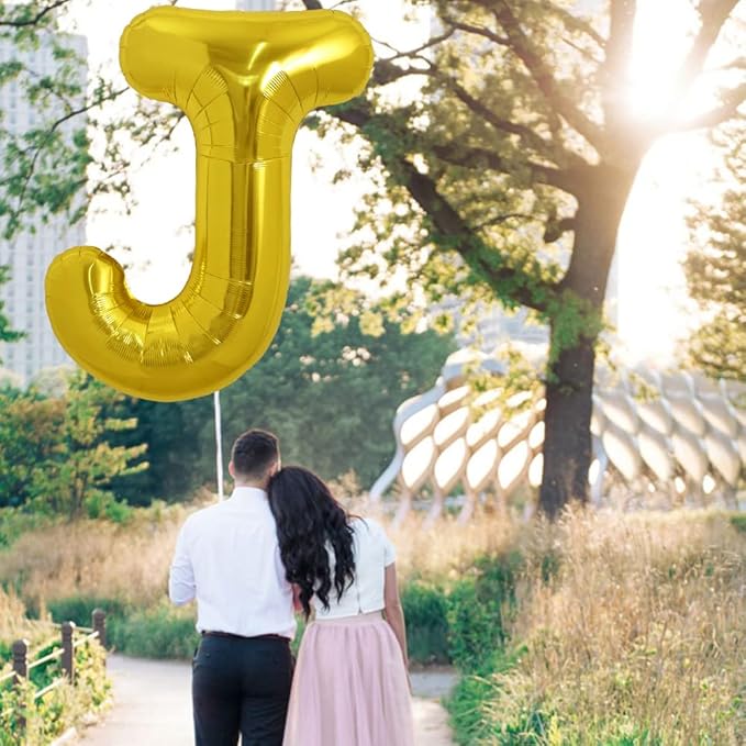 TONIFUL 40 Inch Large Gold Letter J Balloons, Foil Mylar Big Balloons for Birthday Party Anniversary Decorations