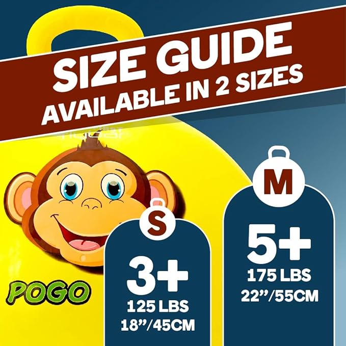 Flybar Hopper Ball for Kids, Inflatable Bouncy Ride-On Ball w/Handle for Indoor & Outdoor Active Play, Includes Pump, Jump Ball Toy for Boys & Girls, Supports Up to 185 lbs, Ages 6+, 22-Inch, Medium