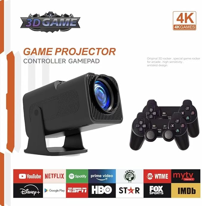 New wireless retro gaming projector,4K HD TV video game stick, Portable projector with 10000+ Games,Small Portable Outdoor Movie Projector,HDMI Output, WIFI