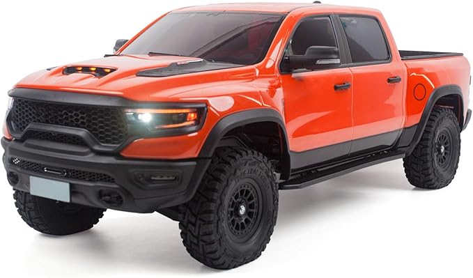 Traction Hobby 1/8 RC Off Road Car Radio Control Pickup Truck Axle Locks 2Speed Gearbox Metal Gears HoBBywing Esc No Sounds Hobby Grade Model for Ages 14+(Orange)