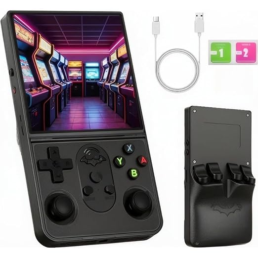 Donop R36 PROMAX Handheld Game Console, 4.0 Inch IPS Screen, Linux System, 64GB TF Card, Portable Retro Gaming Device with 4000mAh Battery