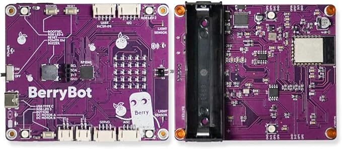 BerryBot – Programmable Robot Kit with Raspberry Pi RP2040 | STEM Learning, Graphical Coding, Easy Assembly, Obstacle Avoidance, Line and Light Tracking, Sumo Battle Modes, Scratch Robot