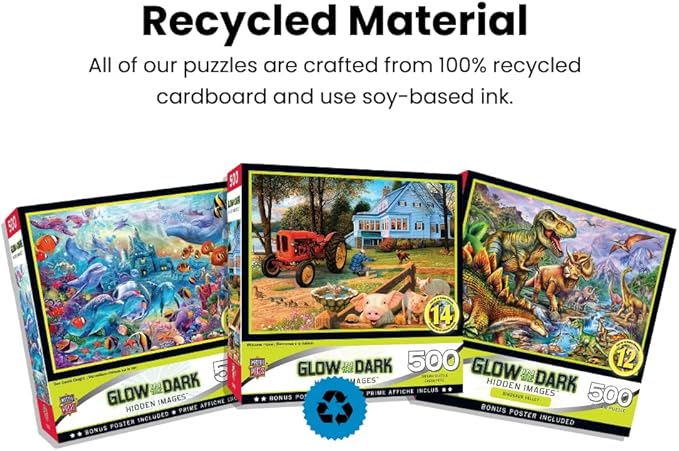 MasterPieces - 500 Piece Jigsaw Puzzle, Glows in The Dark, Hidden Images, Garden of Song, Fun for Adults, Family, Kids, 15" x 21"