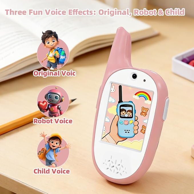 Walkie Talkies for Kids, 2 Pack 720P Video Walkie Talkies for Kids Rechargeable Long Range Video Walkie Talkies, Toys Gifts for Family, Camping, Hiking for Boys Girls Ages 3-12 (Pink+Pink)