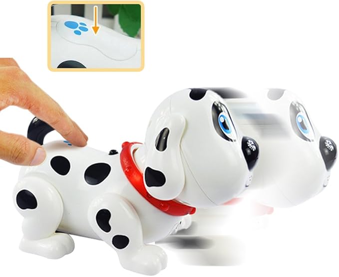 WEofferwhatYOUwant Robot Dog Harry – Electronic Interactive Dalmatian Puppy Toy for Toddlers – Touch-Activated, Singing, Barking, Walking – Smart Bump & Go Robot Pet Dog Toy for Kids Ages 2+