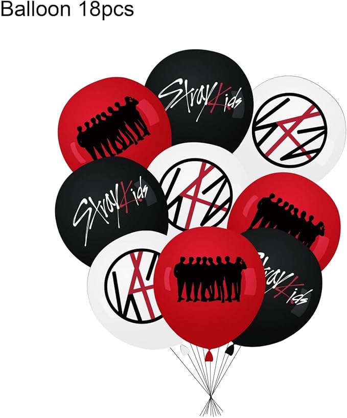 Stray Kids Merch 5 Star Party Decorations Include Happy Birthday Banners, Cake Toppers, Cupcake Toppers, Balloons
