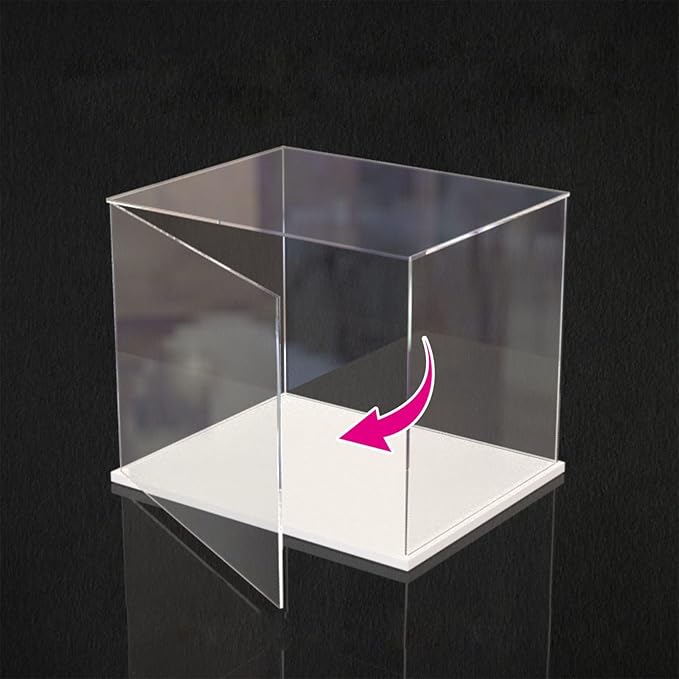 Openable Clear Acrylic Display Case-Assemble Countertop Box with White Base for Display-Clear Display Box,Dustproof Protection Showcase for Figures Toys Collectibles (8x6x14inch/20x15x35cm)