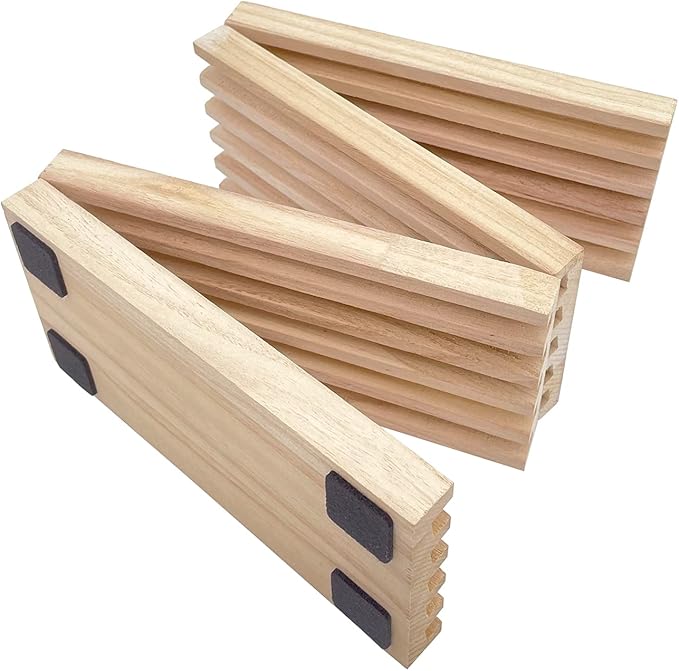 Natural Wood Domino Racks, Domino Tiles Holders,Domino Trays Set of 4 for Mexican Train Chickenfoot and Other Dominoes Games