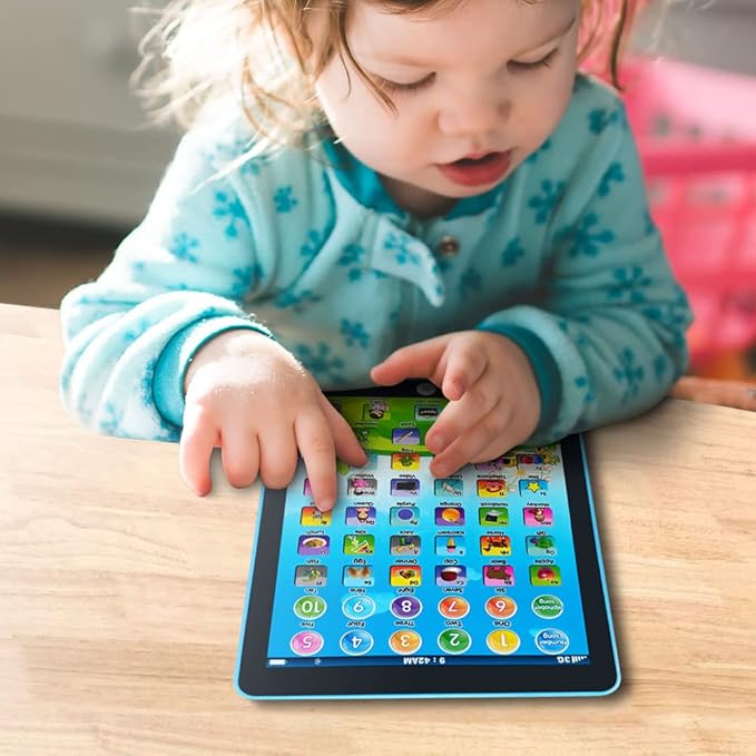 Kids Learning Pad/Tablet Interactive Toddler Toys with Words Numbers Alphabets Music English Electronic Educational Toy for Preschool Boys & Girls 3-8 Years Old (Blue)