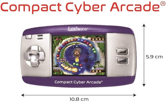 Compact Cyber Arcade Portable Gaming Console, 250 Games, LCD, Purple, JL2375PR