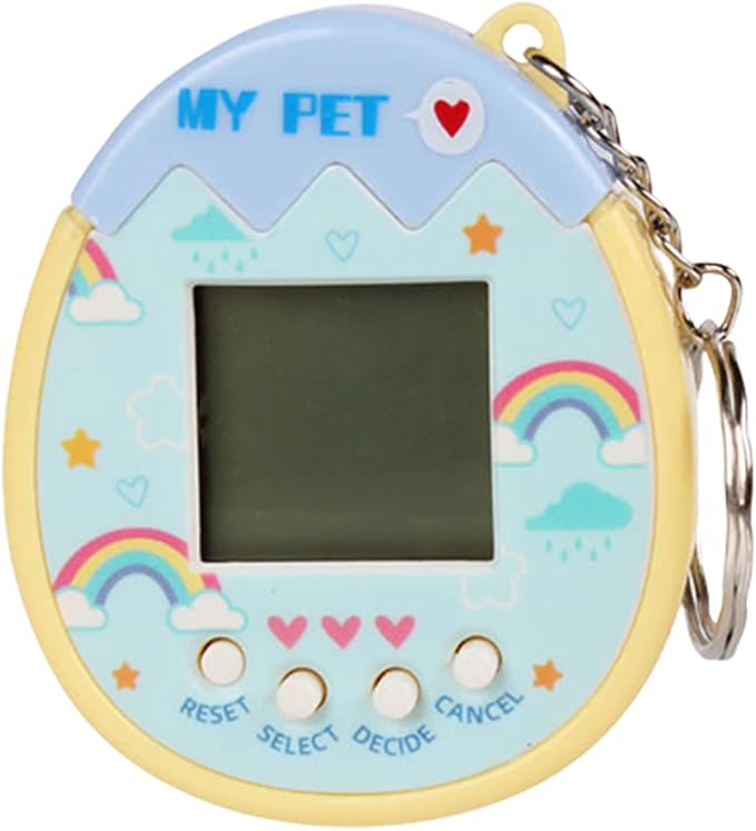 Virtual Pet Game Keychain - Child-Safe PP Electronic Pet with 90s Retro Design, Multi-Game Modes to Teach Responsibility & Social Skills (Durable for Kids) (Blue)