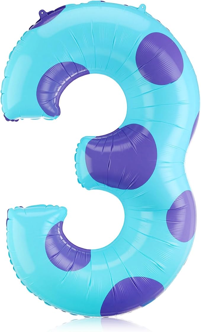 Monster Number 3 Balloons 40 Inch Monster Theme Birthday Party Decorations Large Foil Balloons for Girls Boys Birthday Baby Shower Party Backdrop Celebration Supplies