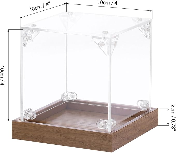 MECCANIXITY Acrylic Display Case, 4"x4"x4" Clear Display Box Assemble Dustproof Storage Organizer Showcase for Collectibles Action Figures
