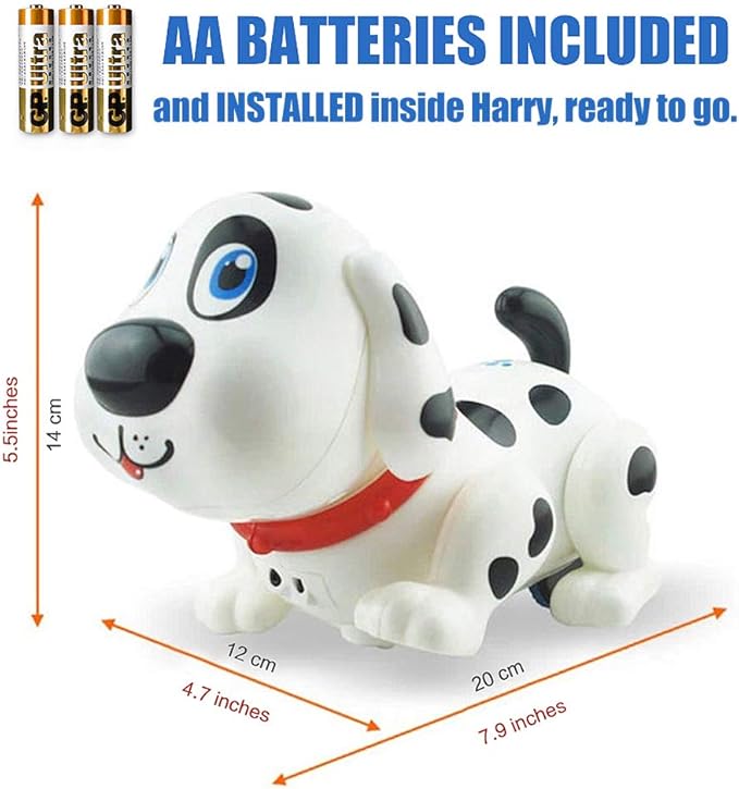 WEofferwhatYOUwant Robot Dog Harry – Electronic Interactive Dalmatian Puppy Toy for Toddlers – Touch-Activated, Singing, Barking, Walking – Smart Bump & Go Robot Pet Dog Toy for Kids Ages 2+