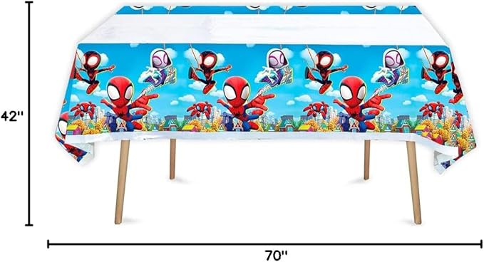 2pcs Spiderman Tablecloth Table Cover, for Spiderman Theme Birthday Party Supplies Decorations (70" x 42")2pcs (1)