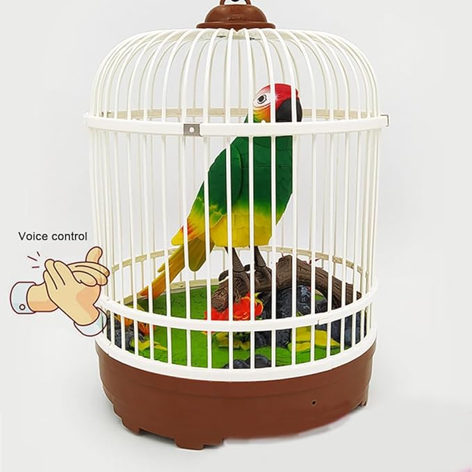 nulala Simulation Parrots Birds Desk Ornament - Voice Controlled Parrots Chirping and Wings Flap - Electronic Birds Pet for Home Garden Decor Ornament (523-1B)