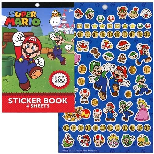 Super Mario Bros Party Favor Set - Bundle with 8 Super Mario Erasers Featuring Mario, Luigi, Bowser, Princess Peach Plus Mario Stickers | Mario Party Supplies Kit for Kids, Boys, Girls