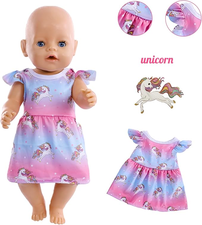 14-18 Inch Baby Doll Clothes 5 Sets Accessories Dress with Hats Socks for New Born 43cm Toy Baby Doll 14-16 Inch/15 Inch/18 Inch/Girl&Boy