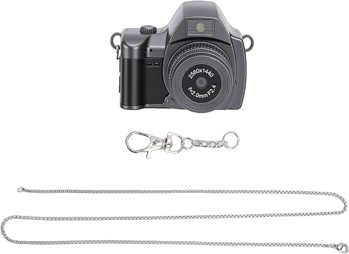 Bewinner 2K Digital Camera, Retro Keychain Camera with 1.47 Inch LCD Display and LED Light for Teens Students Travel (Grey)