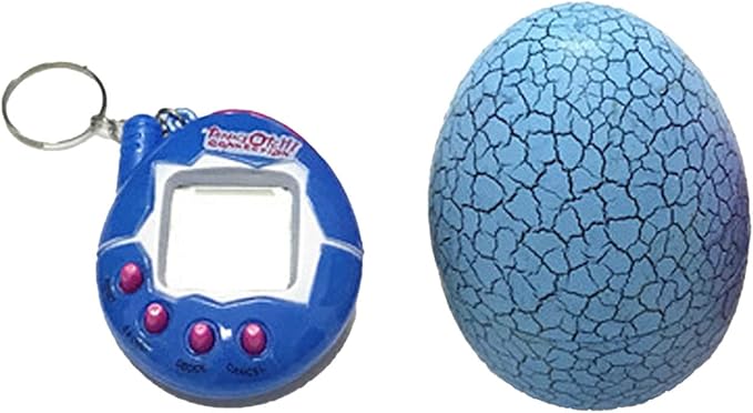 Electronic Pet Children Portable Funny Virtual Digital Pet Game Machine with Egg Shaped Case Gifts for Kids (Blue)