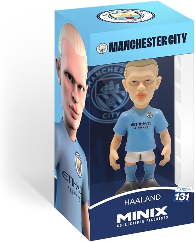MINIX COLLECTIBLE FIGURINES – Erling Haaland, Official Manchester City, Sports Collectable 12 cm Figurine, Unique Soccer Gift for All Ages, Football Stars