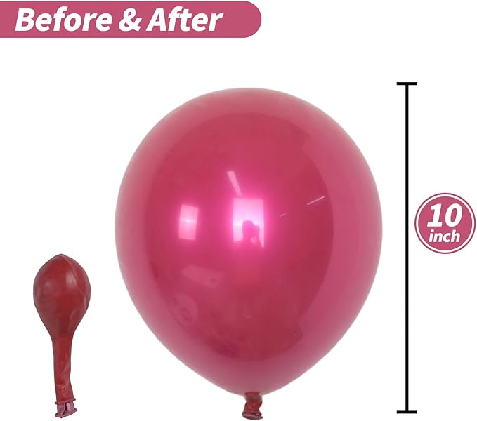 Chrome Hot Pink Balloons, 50 PCS 10 Inch Double Stuffed Metallic Hot Pink Balloons, Shiny Thick Chrome Metallic Fuchsia Balloon Latex Helium Balloon for Girls Women Birthday Wedding Party Decorations