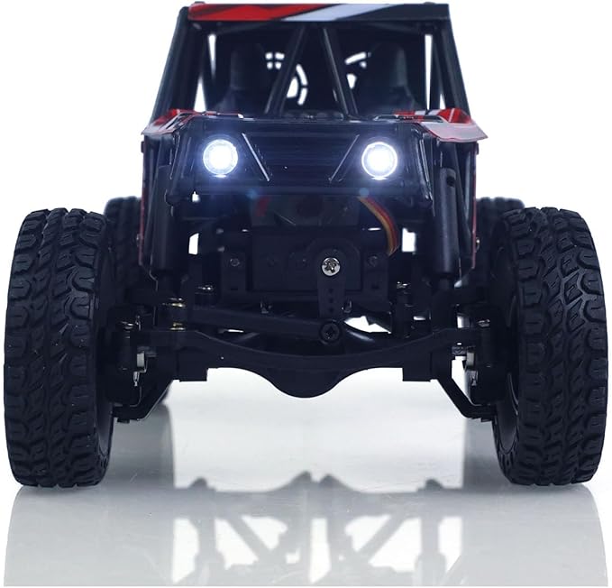 LDRC Ld18499 1/18 2.4G RC Climbing Car 4 * 4 Remote Control Vehicle 280 Brushed Motor Esc Ready to Go Battery Servo USB Charge Hobby Grade Model for Adult Hobby(Red)