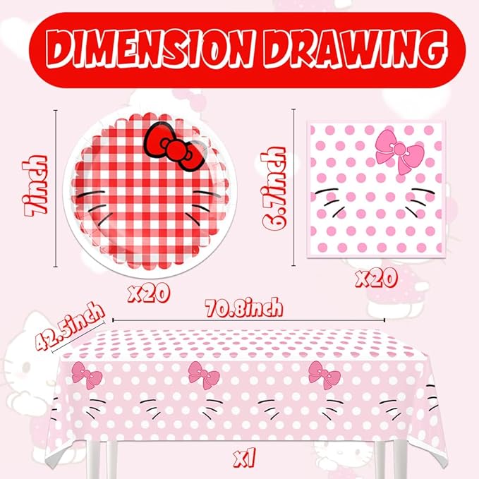 41pcs Kitty Cat Party Supplies,Cat Birthday Party set Include dessert plate,Napkin and Tablecloth,Used for Kitten Birthday Party Decoration (Multicolor 12)