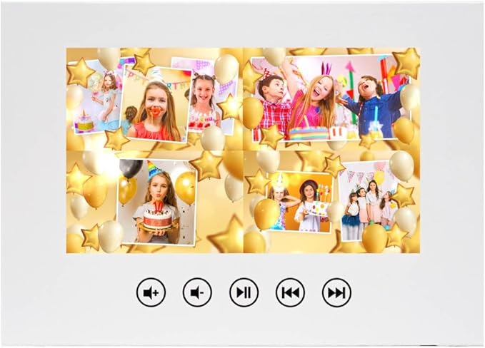 Personalized Girl’s Birthday Greeting Card with Video – Add 11 Photos – Custom Animated Slideshow – 7” LCD Screen, USB Rechargeable, 8GB Built-in Memory