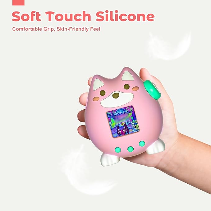 for Tamagotchi Paradise Case,Cute Standing Dog Silicone Protective Cover for Tamagotchi Paradise Electronic Pet,Waterproof Washable Shockproof Anti-Drop 360Full Protection,Puppy Style(Pink)
