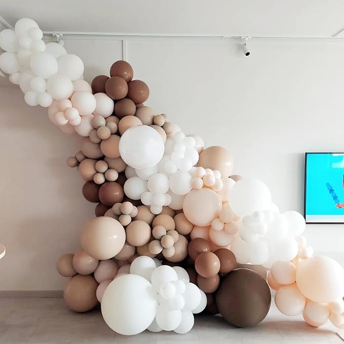Neutral Balloon Arch Kit,Beige Nude Light Brown Tan Sand White Balloons for Boy Girl Bear Baby Shower Decorations Boho Wedding Bridal Engagement Anniversary Birthday Party Supplies