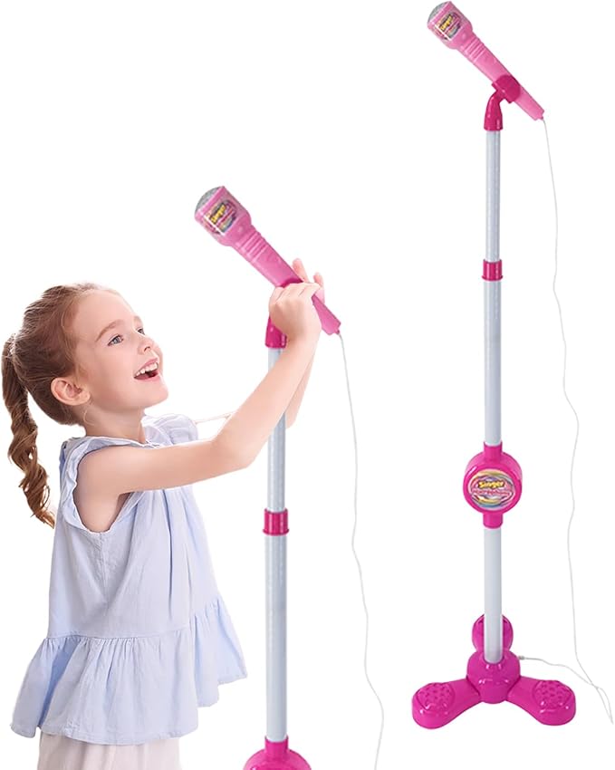 Stand Up Microphone - Colorful Toy with Adjustable Stand, Connectable Singing Machine for Children, Fun Music Play Young Singers Party Educational Play Performances