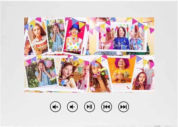 Custom Kids Birthday Video Card – Add Your Photos – Personalized Slideshow Gift for Boys & Girls – LCD Screen Digital Video Card, 7” IPS Display, 8GB, USB Charger