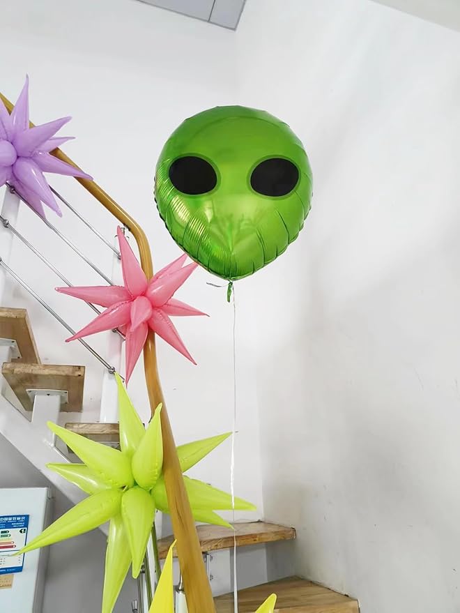 Green Alien Head balloons,Starry Alien UFO Party Supplies,Outer Space Science Fiction Party Decorations,Fantasy Space Party,Halloween Galaxy Theme Supplies
