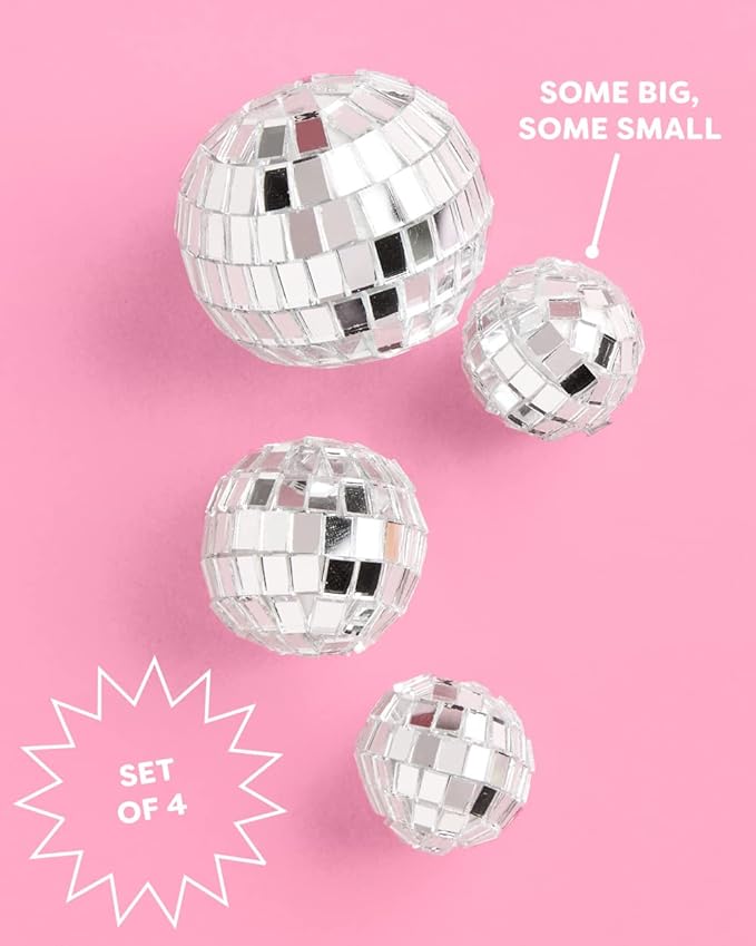 xo, Fetti Disco Ball Mini Cake Topper - 4 Pieces | Eras Birthday Supplies, Bday Cake Decoration, Last Disco Bachelorette Party