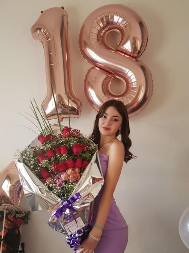 Rose Gold Number Balloons, 18th Birthday Party Decoration for 1 8 18 81 Men & Women, Big Foil Balloon Number for Wedding Celebration Adult Party Supplies