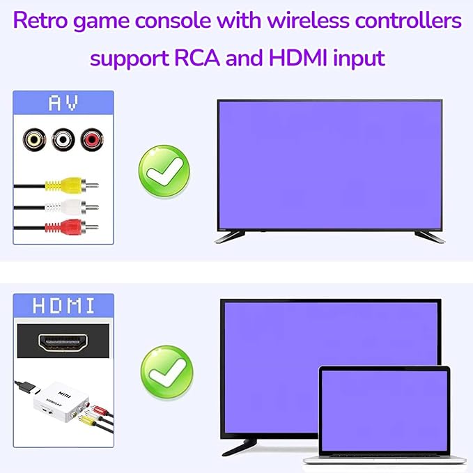 Classic Mini Handheld Retro Game Console,Video Game Consoles Built-in 800 Classic Edition Games,AV and HDMI Output Display,Dual Wireless Came Controllers. (Grey-White)