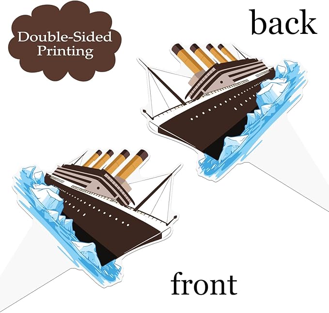 48PCS Nautical Party Cupcake Toppers Cruise Ship Birthday Party Decorations Ocean Ship Cake Decorations Iceberg Lighthouse Cupcake Picks for Cruise Liner Nautical Theme Birthday Baby Shower Supplies