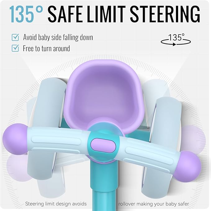 Umatoll Colorful Lighting Baby Balance Bike Toys for 1 Year Old Boys Gifts, Adjustable Seat Baby Walker, One Year Old Boy Birthday Gifts, 12-24 Months Toddler First Ride on Toys with Removable Basket