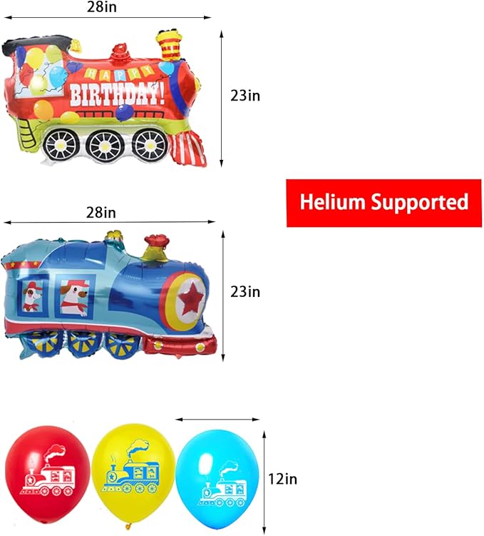 Train 1st Birthday Decorations Boys Train, 1 Years Old Birthday Party Supplies With Number 1 Foil Balloons Train Birthday Banner,Latex Balloons, Cake Topper, For Kids Train Birthday Party Decoration
