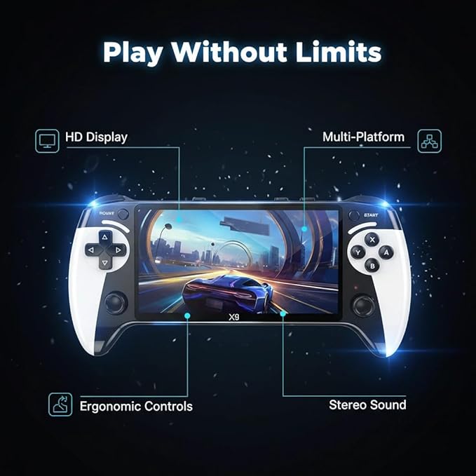 X9 Retro Handheld Game Console,20000+ Games,64gb with 5.5-Inch HD IPS Screen,10+ Emulators ,Handheld Emulator Supports Connection,Bluetooth Controller to TV Output 5-Hour Battery Life (Black)