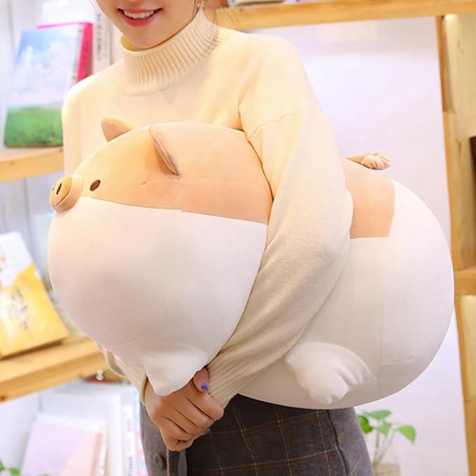 Levenkeness Soft Fat Pig Plush Hugging Pillow,Cute Piggy Stuffed Animal Doll Toy Gifts for Bedding, Kids Birthday, Valentine, Christmas (Brown, 19.7")