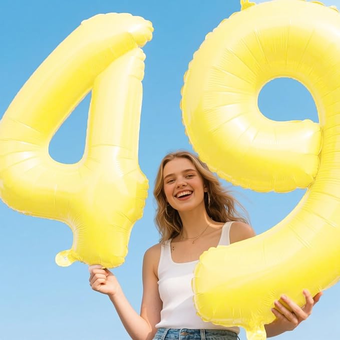 40 Inch Macaron Yellow Balloon Number 6 Balloons,6 Foil Mylar Helium Large Digital Balloon Macaron Yellow Birthday Numbers Jumbo Balloons 16th or 61st Anniversary Party Decorations Supplies