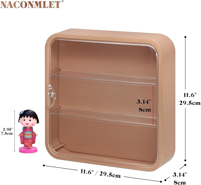 Clear Display Case for Figure with Led Light,3-Layer Wall-Mounted Storage Box with Door,Dust and Moisture Proof,Suitable for Pop Mart,Lego Collectibles Mini Figures Toys