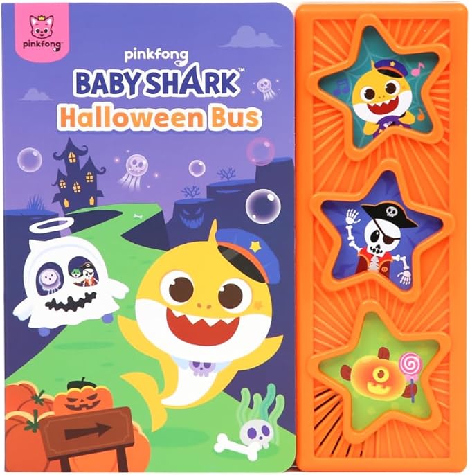 Baby Shark Halloween Bus 3 Button Sound Book, Children's Halloween Books, Interactive Learning Books for Toddlers, Learning & Education Toys, Baby Shark Seasonal Gifts for Babies & Toddlers 1-3